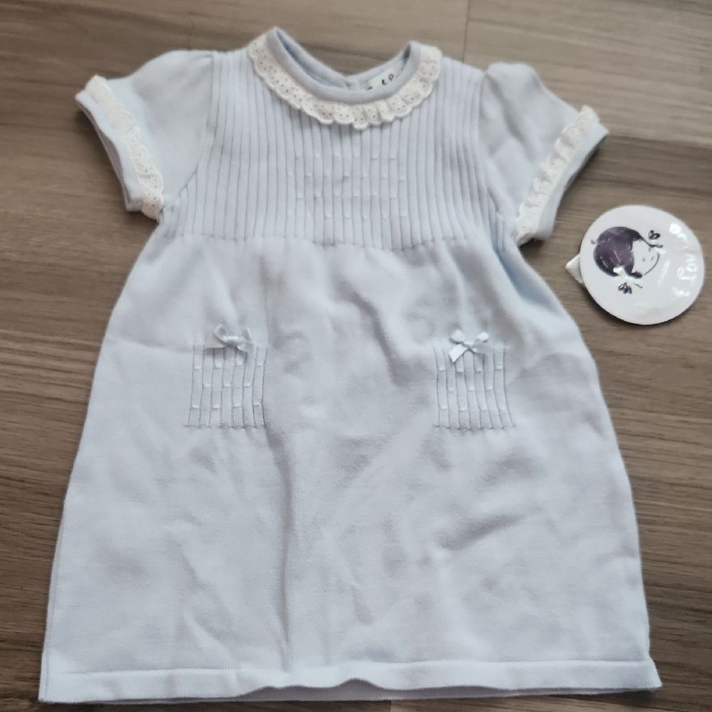 Light Blue Baby Dress with Lace Trim